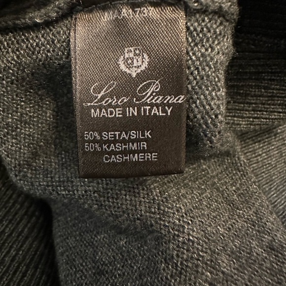 Loro Piana Charcoal Gray Silk & Cashmere V Neck Sweater Size 52 - Picture 5 of 6